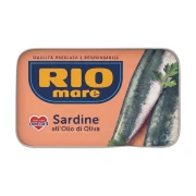Sardynki w oliwie z oliwek 120g Rio mare — opakowanie na białym tle