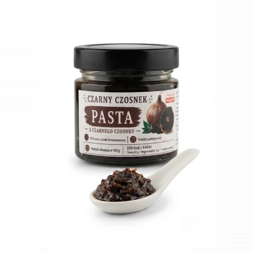 Czarny czosnek pasta 100 ml — opakowanie i zawartość produktu