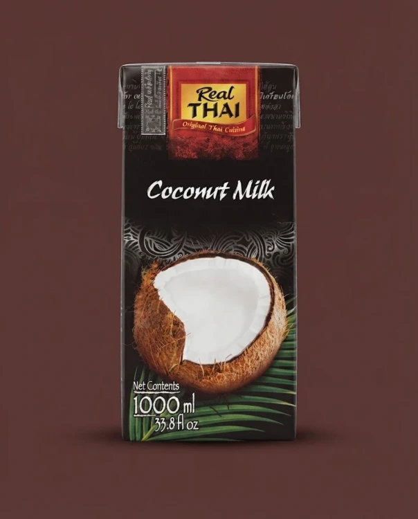 Mleczko kokosowe 1000 ml Red Thai — opakowanie na tle w kolorze produktu