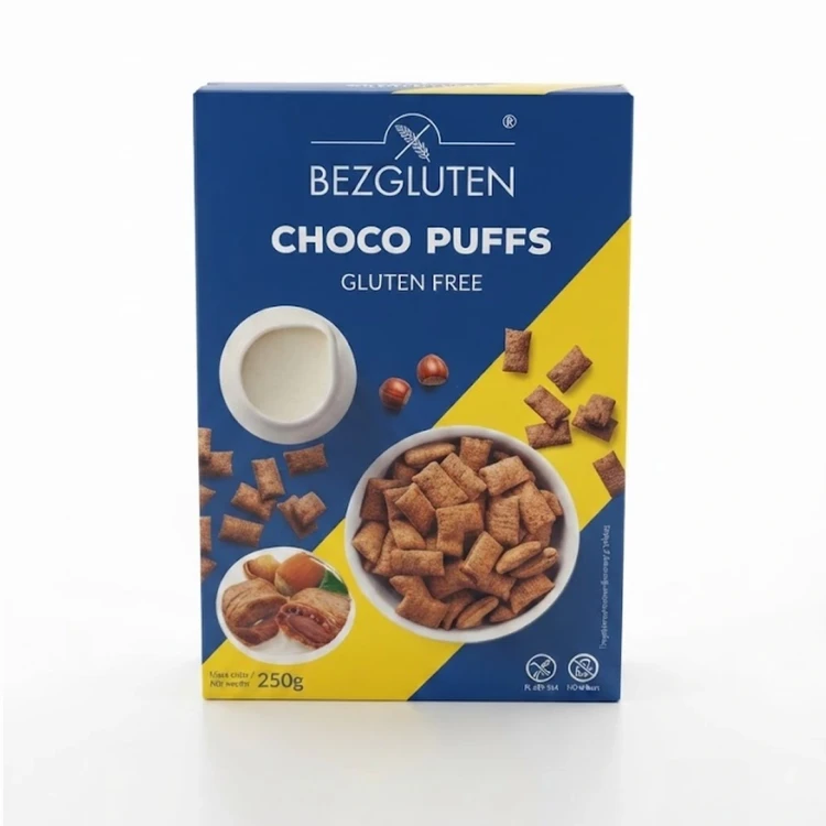 CHOCO PUFFS 250g BEZGLUTEN — opakowanie, zdjęcie studyjne