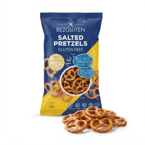 precelki solone 70 g BEZGLUTEN — opakowanie i zawartość produktu