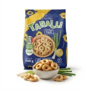 TARALLI CEBULKA / ONION 100 g BEZGLUTEN — opakowanie i zawartość produktu