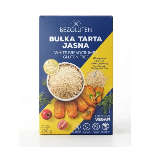 Bułka tarta jasna bezglutenowa 250 g BEZGLUTEN — opakowanie, zdjęcie studyjne
