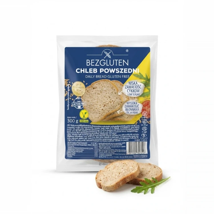 Chleb powszedni bezglutenowy 300 g BEZGLUTEN — opakowanie i zawartość produktu