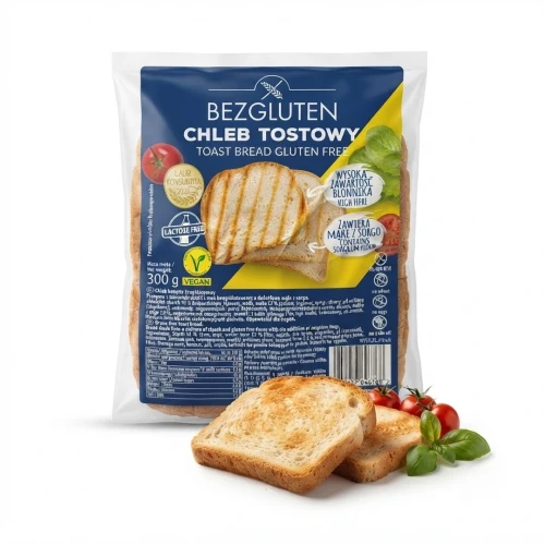 Chleb tostowy bezglutenowy 300 g BEZGLUTEN — opakowanie i zawartość produktu