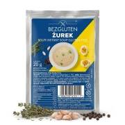Żurek bezglutenowy. Zupa błyskawiczna. 20 g BEZGLUTEN — opakowanie i zawartość produktu