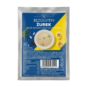 Żurek bezglutenowy. Zupa błyskawiczna. 20 g BEZGLUTEN — opakowanie na białym tle