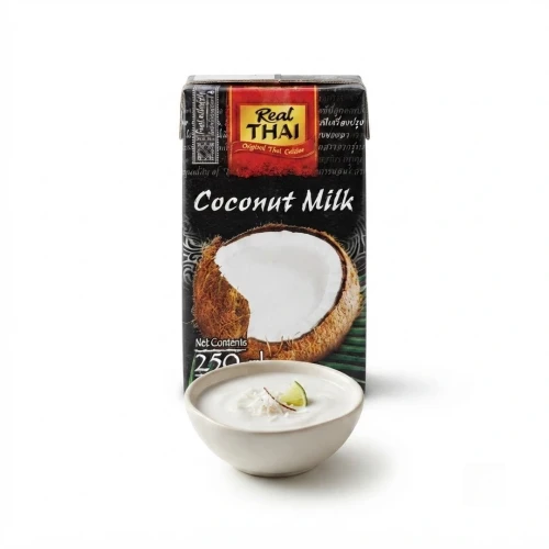 Mleczko kokosowe 250 ml Red Thai — opakowanie i zawartość produktu