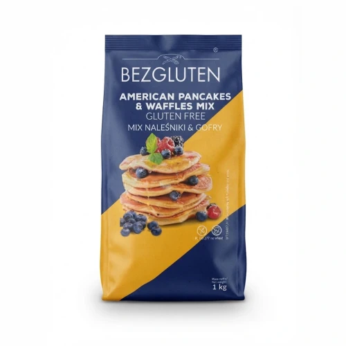 Naleśniki & gofry - mieszanka bezglutenowa 1 kg BEZGLUTEN — opakowanie, zdjęcie studyjne