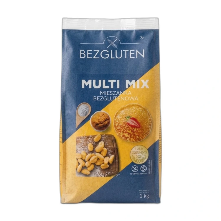 Multi Mix - mieszanka bezglutenowa do ogólnego zastosowania 1 kg BEZGLUTEN — opakowanie na białym tle