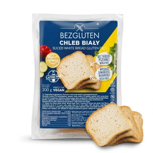 Chleb biały 300g BEZGLUTEN — opakowanie i zawartość produktu