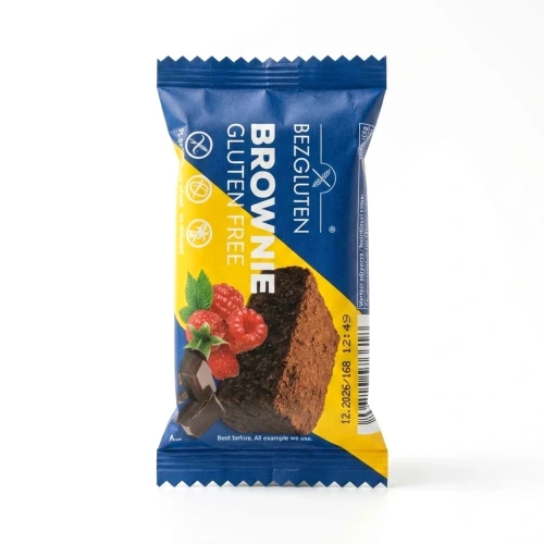 Brownie 50 g BEZGLUTEN — opakowanie, zdjęcie studyjne