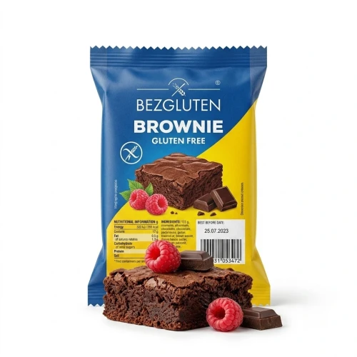 Brownie 50 g BEZGLUTEN — opakowanie i zawartość produktu