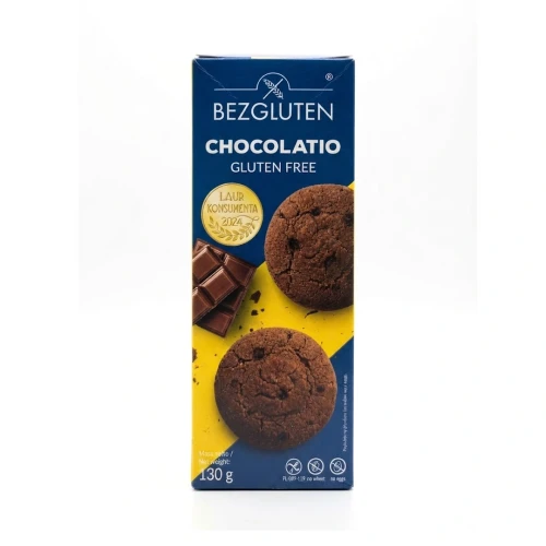 Chocolatio - czekoladowe ciastka bezglutenowe 130 g CHOCOLATIO — opakowanie, zdjęcie studyjne