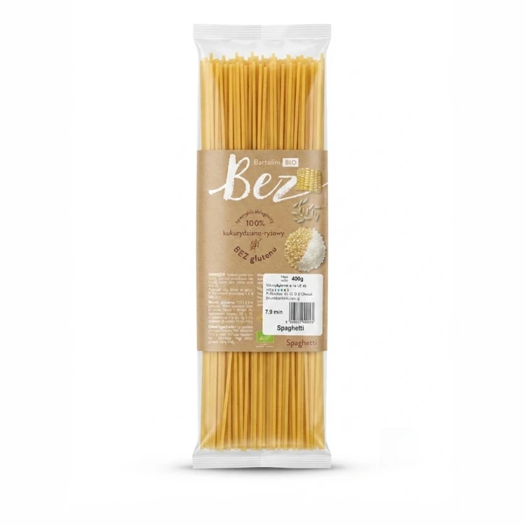 Spaghetti 400g Bartolini — opakowanie, zdjęcie studyjne