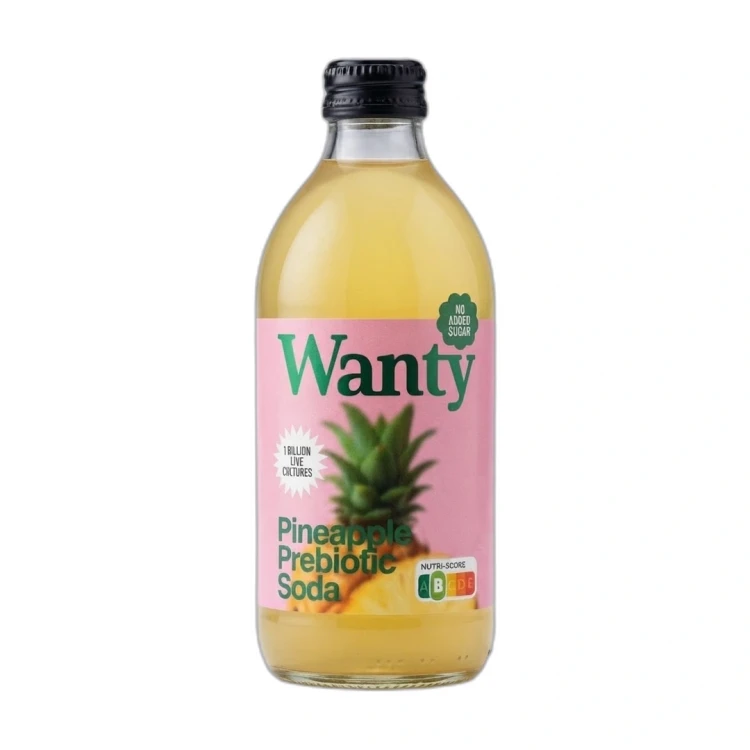 Woda o smaku ananasowy z prebiotykiem Wanty 0.33 l Napój Forever Young FYK (1) — opakowanie na białym tle