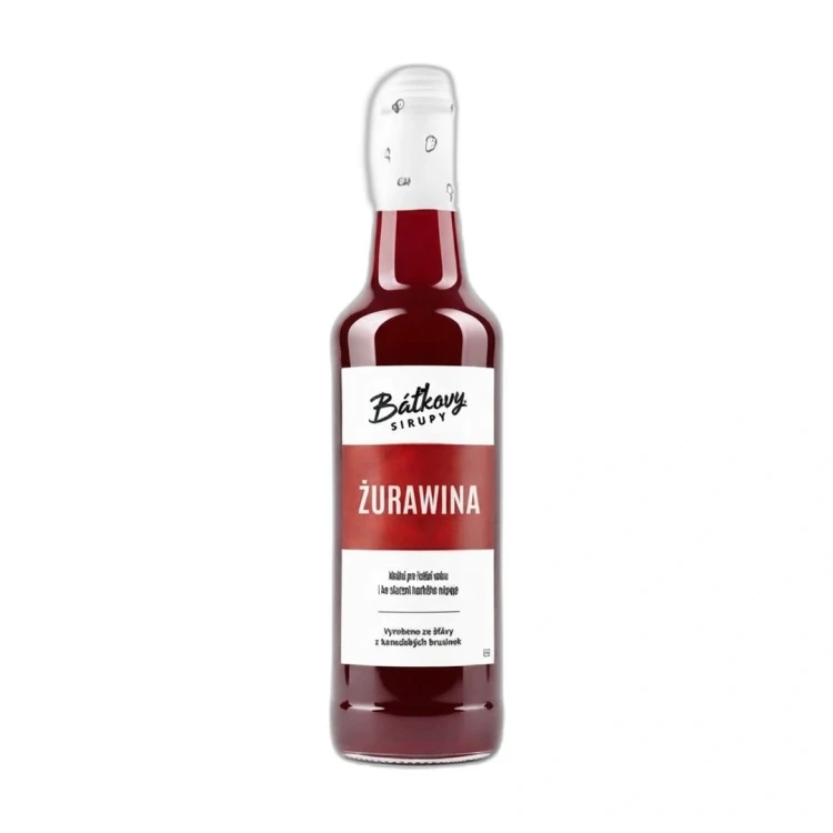 Syrop z żurawiny 500 ml Batkovy — opakowanie na białym tle