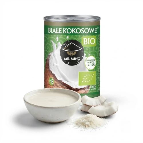 Mleczko mleko kokosowe 400 ml BIO Organic Mr. Ming — opakowanie i zawartość produktu