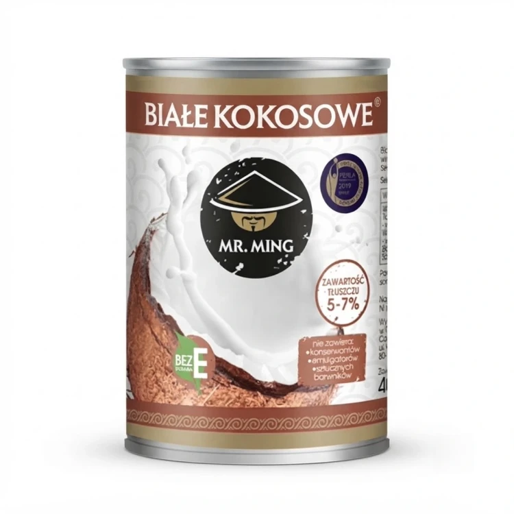 Mleczko mleko kokosowe 400 ml bez dodatku E 5-7% tłuszczu Mr. Ming — opakowanie, zdjęcie studyjne