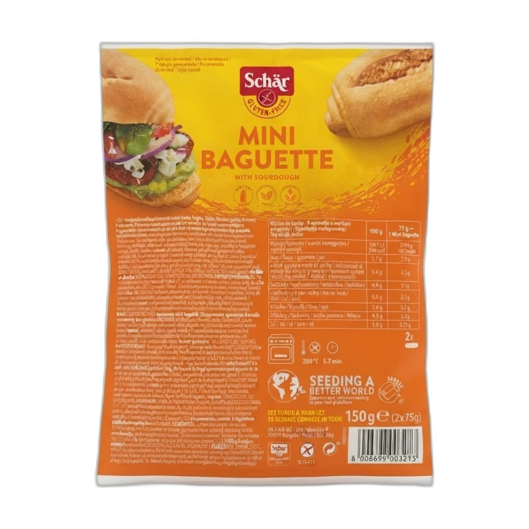Bez laktozy mini Baguette bezglutenowa 150g Schar