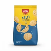 Saltì, słone krakersy z solą morską 175g Schar — opakowanie, zdjęcie studyjne