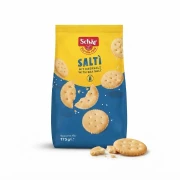 Saltì, słone krakersy z solą morską 175g Schar — opakowanie i zawartość produktu