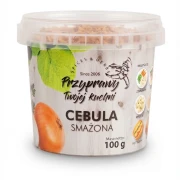 Cebula smażona słoik 100g Orzeszek — opakowanie, zdjęcie studyjne