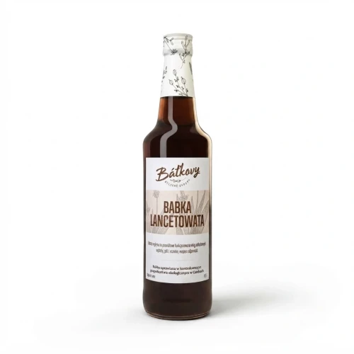 Syrop z babki lancetowatej 500 ml Batkovy — opakowanie, zdjęcie studyjne