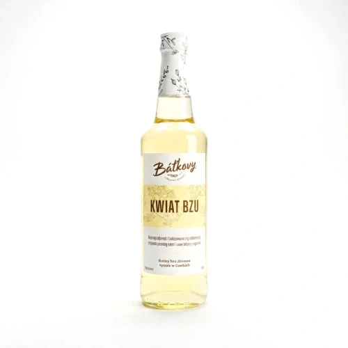 Syrop z kwiatów czarnego bzu 500 ml Batkovy — opakowanie, zdjęcie studyjne