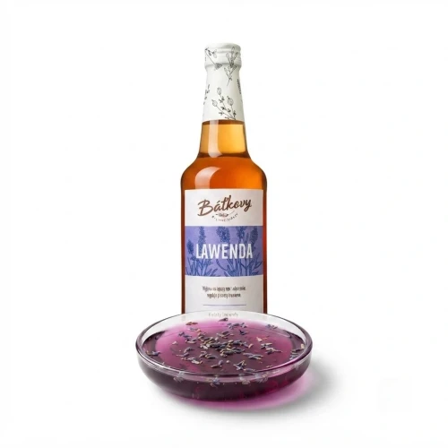 Syrop z lawendy 500 ml Batkovy — opakowanie i zawartość produktu