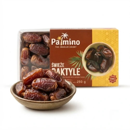 Świeże daktyle 250 g Palmino — opakowanie i zawartość produktu