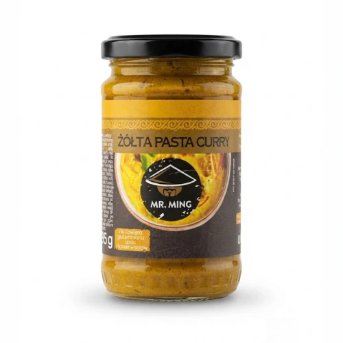 Żółta pasta curry 115 g — opakowanie, zdjęcie studyjne