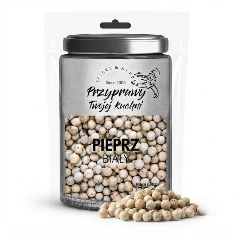 Pieprz biały 30g Przyprawy Twojej kuchni — opakowanie i zawartość produktu