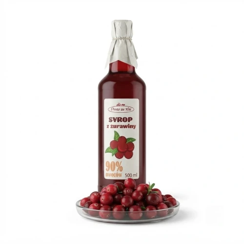 Syrop z żurawiny 500 ml Prosto ze Wsi — opakowanie i zawartość produktu