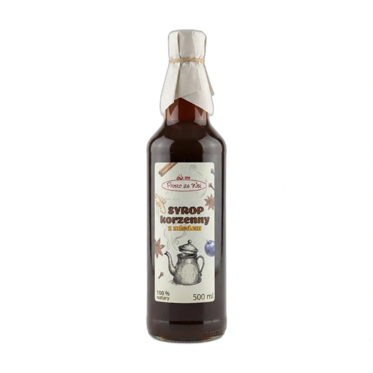 Syrop korzenny z miodem 500 ml Prosto ze Wsi — opakowanie na białym tle