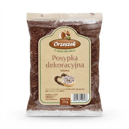 Posypka kakaowa Orzeszek — opakowanie, zdjęcie studyjne