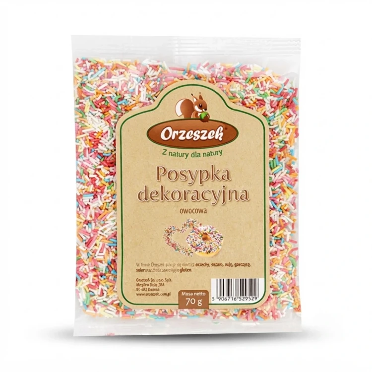 Posypka owocowa Orzeszek — opakowanie, zdjęcie studyjne