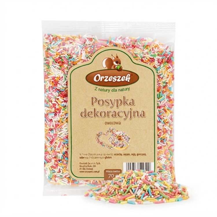 Posypka owocowa Orzeszek — opakowanie i zawartość produktu