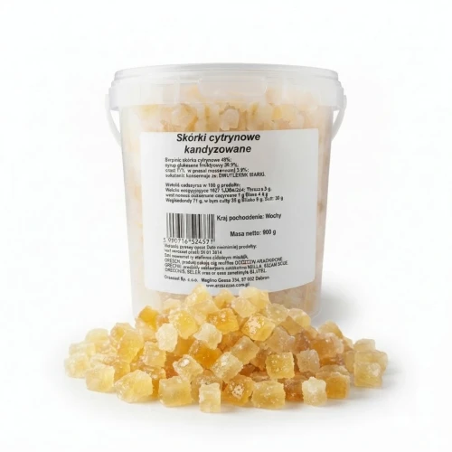 Skórki cytrynowe kandyzowane 900g Orzeszek — opakowanie i zawartość produktu