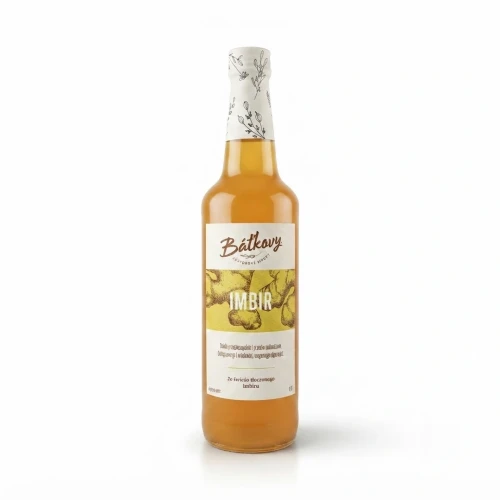 Syrop z imbiru 500 ml Batkovy — opakowanie, zdjęcie studyjne