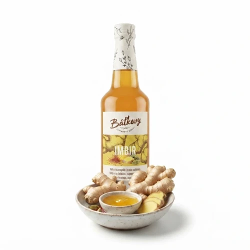 Syrop z imbiru 500 ml Batkovy — opakowanie i zawartość produktu