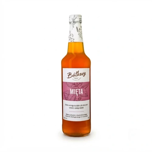 Syrop z mięty 500 ml Batkovy — opakowanie, zdjęcie studyjne