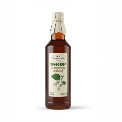 Syrop z morwy białej 500 ml prostozewsi.pl — opakowanie, zdjęcie studyjne