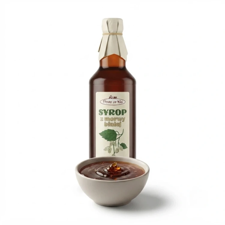 Syrop z morwy białej 500 ml prostozewsi.pl — opakowanie i zawartość produktu