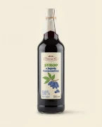 Syrop z jagody kamczackiej Fruit Factory — opakowanie na tle w kolorze produktu