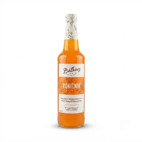 Syrop z rokitnika 500 ml Batkovy — opakowanie, zdjęcie studyjne