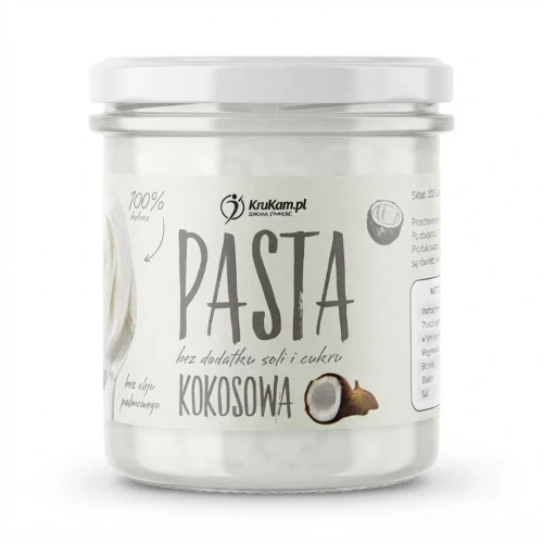 Pasta kokosowa 300g Krukam — opakowanie, zdjęcie studyjne