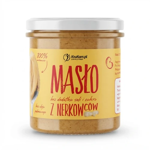 Pasta z nerkowców 300g Krukam — opakowanie, zdjęcie studyjne