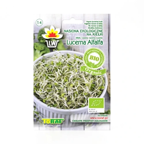 Kiełki BIO Organic - Lucerna 20g Toraf — opakowanie, zdjęcie studyjne