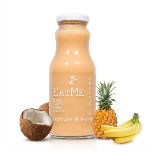 Smoothie kokos. ananas. banan. jabłko EATME 250 ml Sadvit — opakowanie i zawartość produktu
